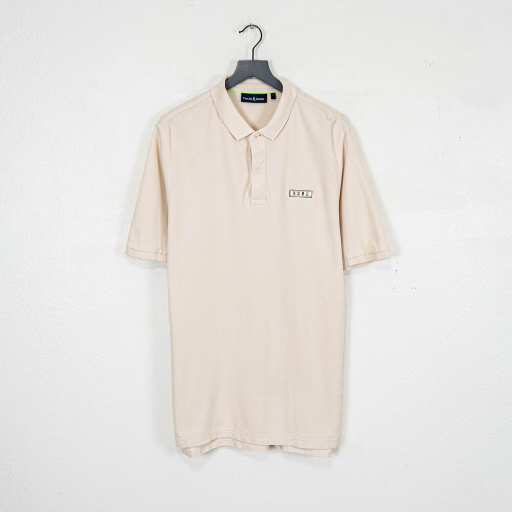 Psycho Bunny Men's Short Sleeve Polo in Beige cotton size 8 fit 2XL